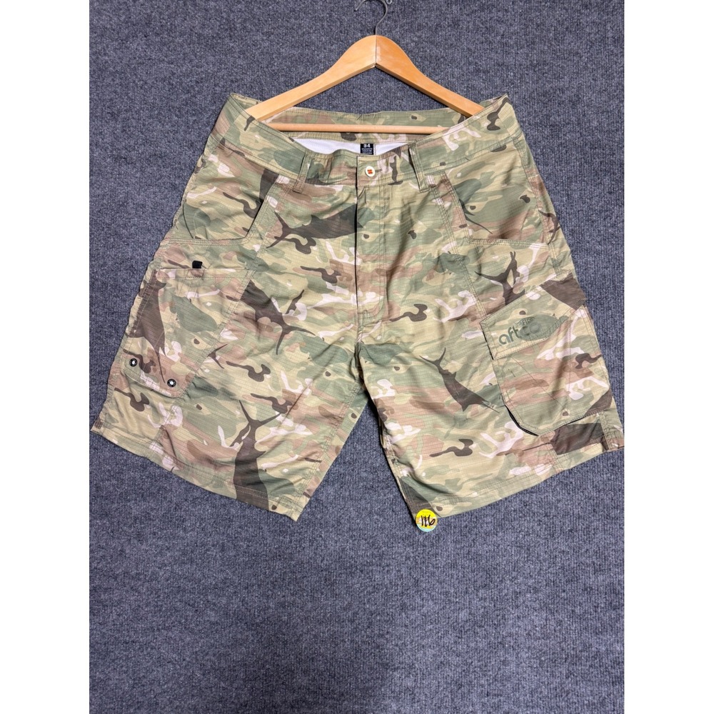 AFTCO Men's Camouflage Ripstop Cargo Shorts Cargo Pockets Button size 34